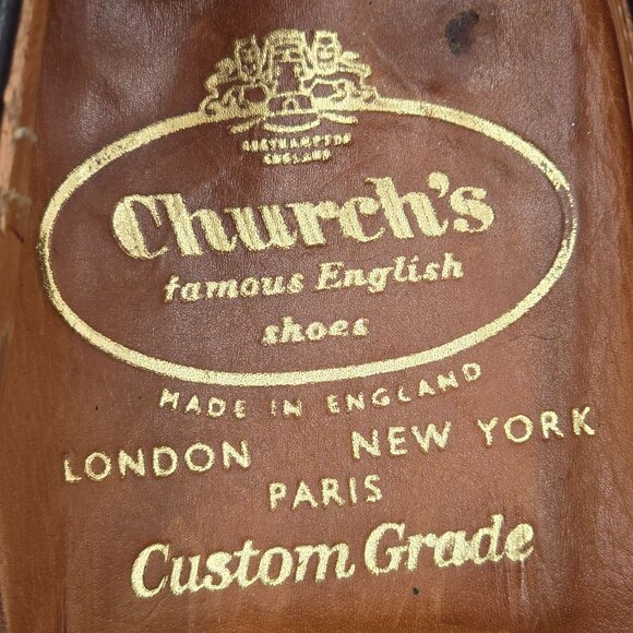 Church's Famous English Shoe Men 10 Black Leather Wingtip Benchmade Dress Oxford - Picture 4 of 15